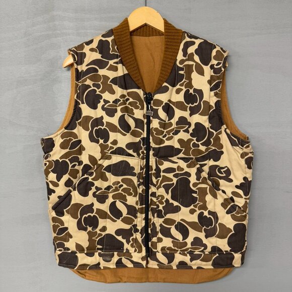 Vintage Walls Blizzard Pruf‎ Duck Camo Zip Up Puffer Vest Large